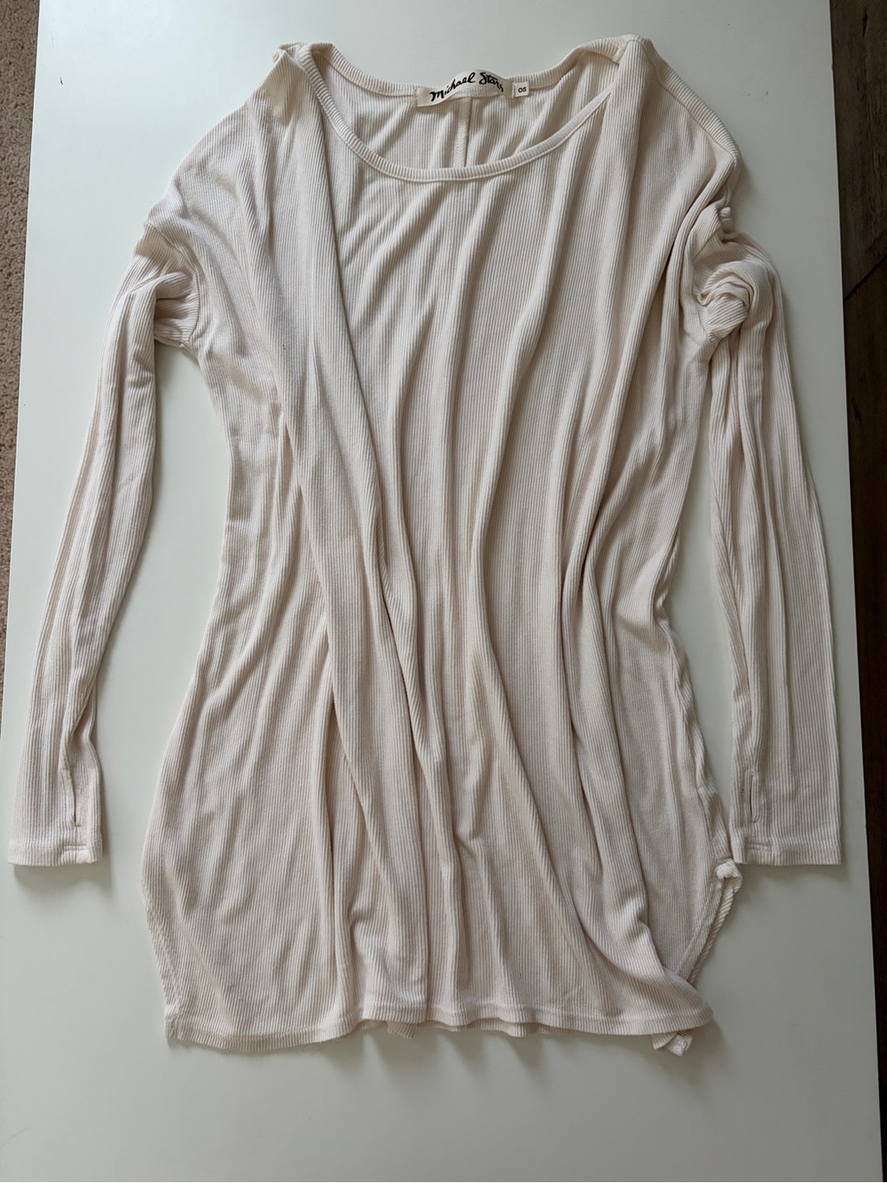 Michael Stars Long Sleeve Scoop Neck Top in Soft Cream